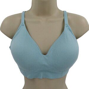Maidenform Extra Large XL Wireless Stretch Rib Bralette DM2303 Bra Solid Blue